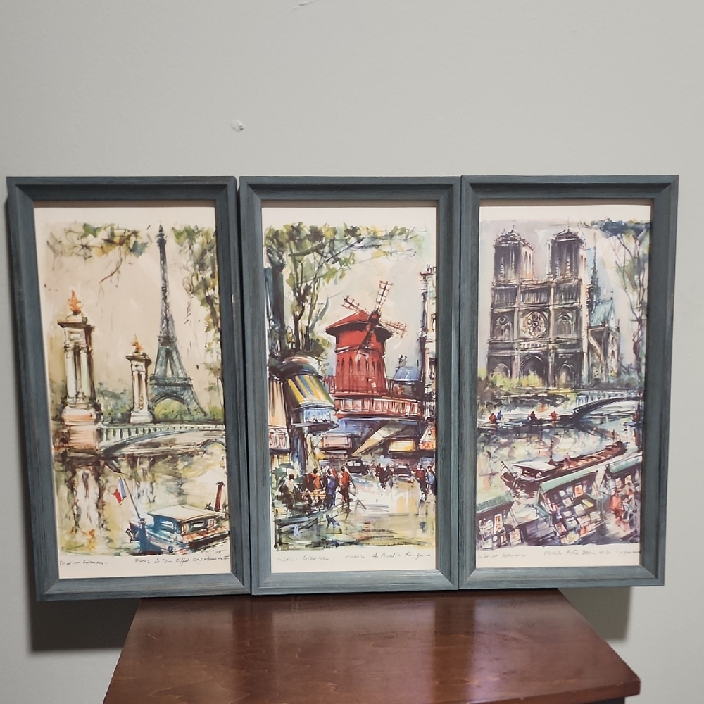 Stunning Set of Three Framed Parisian Art Prints
